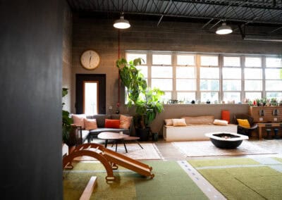 Bright Futures Chiropractic clinic interior with comfortable seating and natural light.